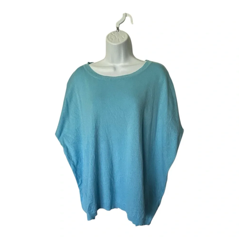 Planet Lauren G Blue Pima Knit Dolman Top Boxy Excellent OS fits 4-14 - Picture 9 of 10